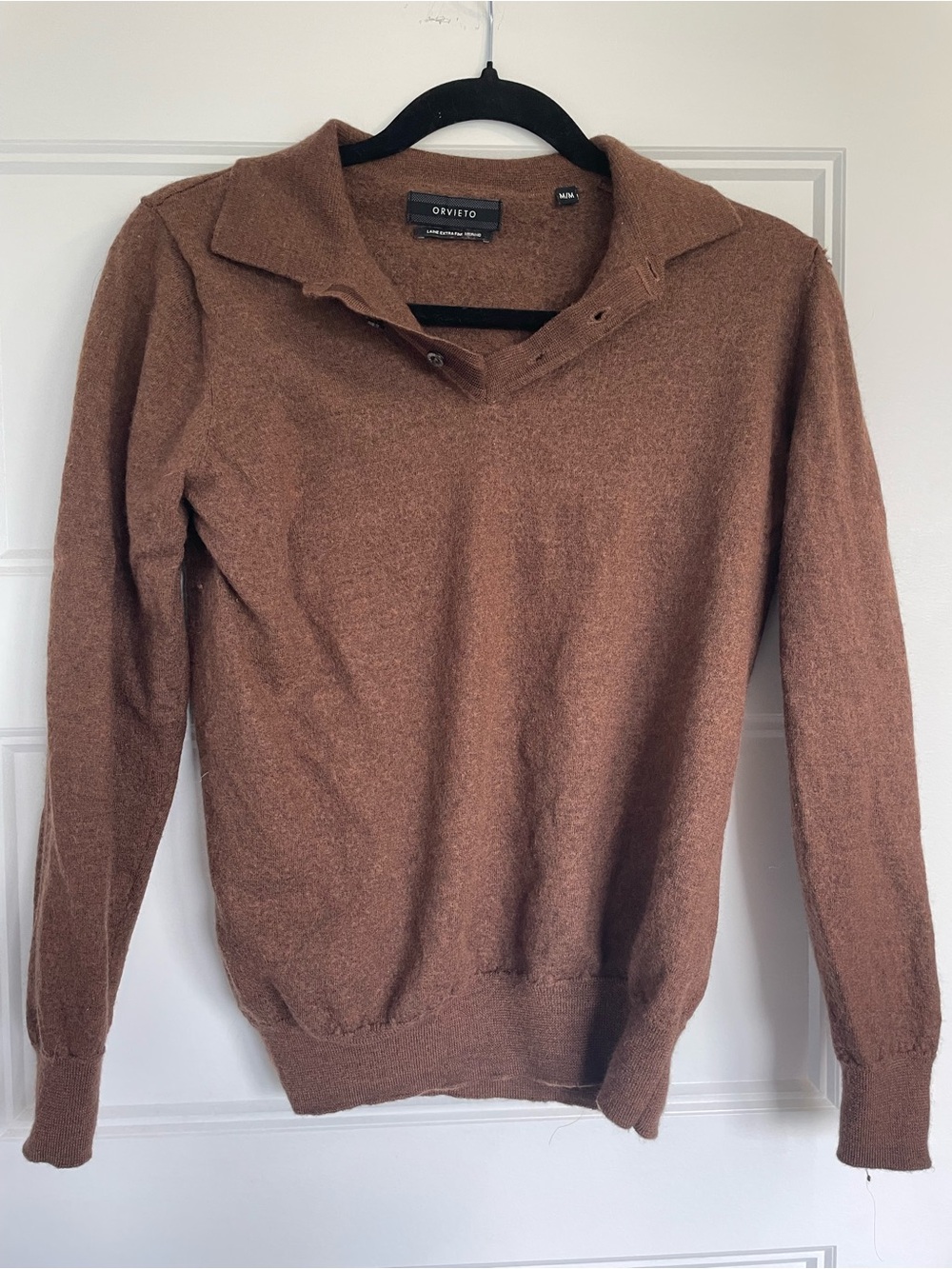 Men's Brown Orvieto Collared merino Sweater